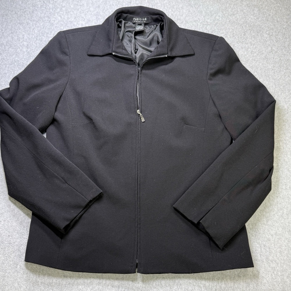 Parisian Signature Y2K Women's Black Zip Front Jacket Size 6